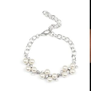 Paparazzi Silver and Pearl Flower Bracelet I Do  Paparazzi White Pearl Jewelry